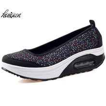 Весна лето Женские туфли-лодочки Женская обувь на платформе Повседневная обувь с сетчатым верхом из дышащего материала на платформе толстый каблук подошва Обувь