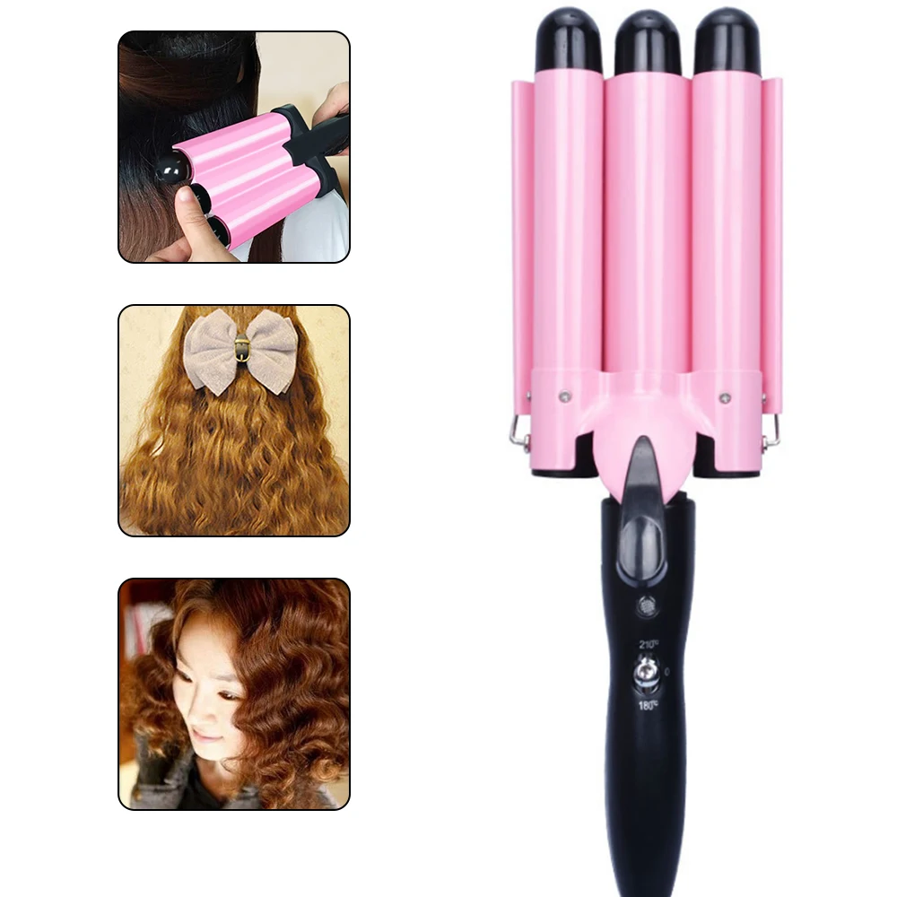 

High Quality 3 Barrel Waver Ceramic Hair Curler 110-220v Electric Splint Automatic Styling Tool 18pcs Manual Rollers Hair Curler