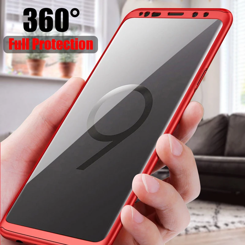 360 Full Cover Case For Samsung Galaxy a50 a30 a10 m10 m20 PC Hard Cases For Samsung a3 a5 a7 2017 a6 a8 plus a9 a7 2018 + Glass