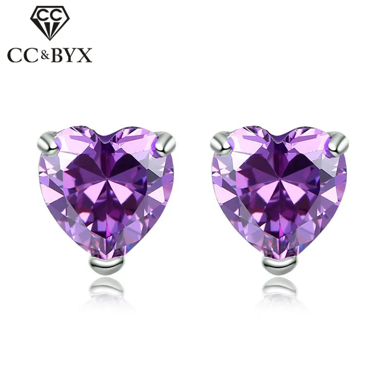 

CC Stud Earrings For Women Cubic Zirconia Heart Stone Simple Classic Jewelry Bridal Wedding Engagement Brincos CCE1501