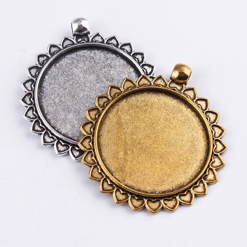 

1pcs 40*45mm Inner Size 30*30mm Antique Silver Simple Style Cameo Cabochon Base Setting Charms Pendant Necklace Findings