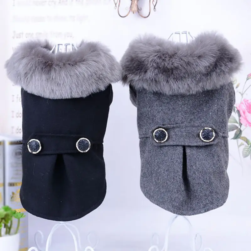 

warm Dog Clothes Pet Dog Woolen Coat cute dog coat jacket dog autumn winter jacket 2color S M L XL Size choose High Quality