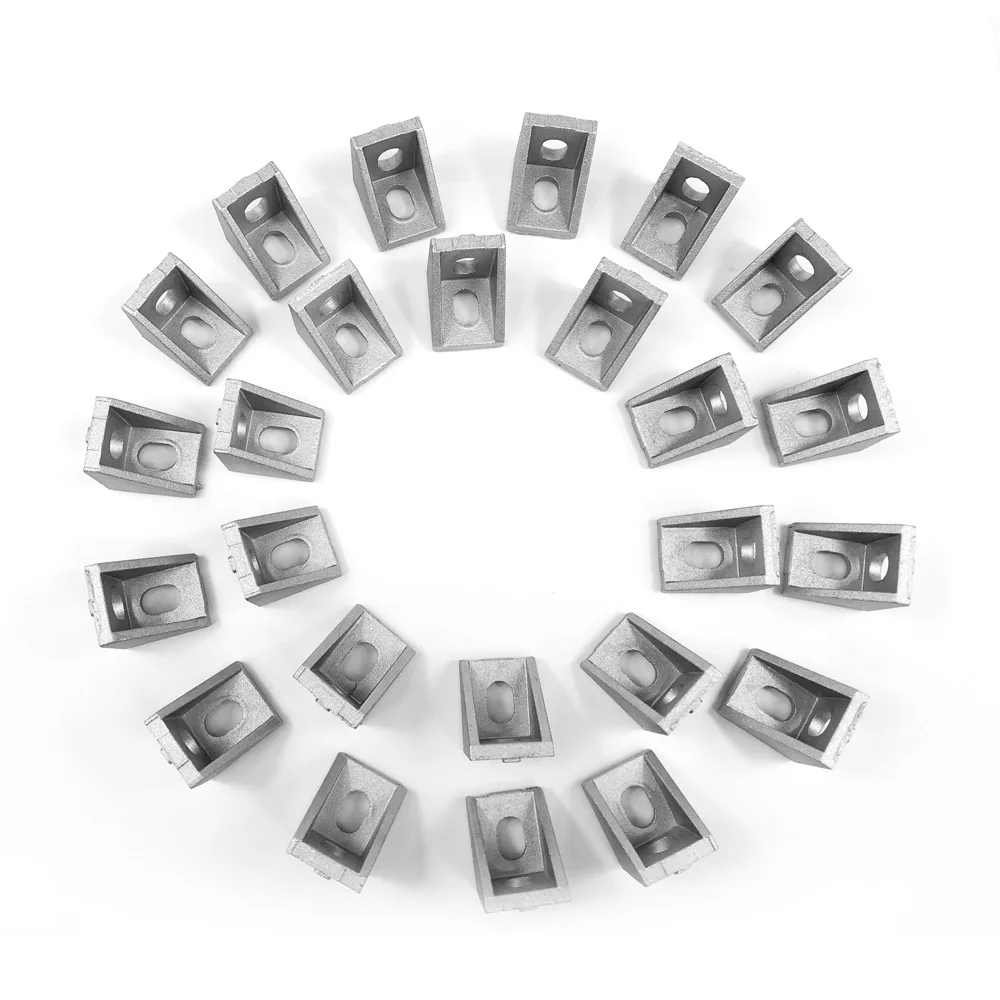 

25pcs Durable Silver Aluminum 2020 Corner Brackets 20x20x17mm Solid Cast For 20mm Extrusion CNC Routers Corner Brackets