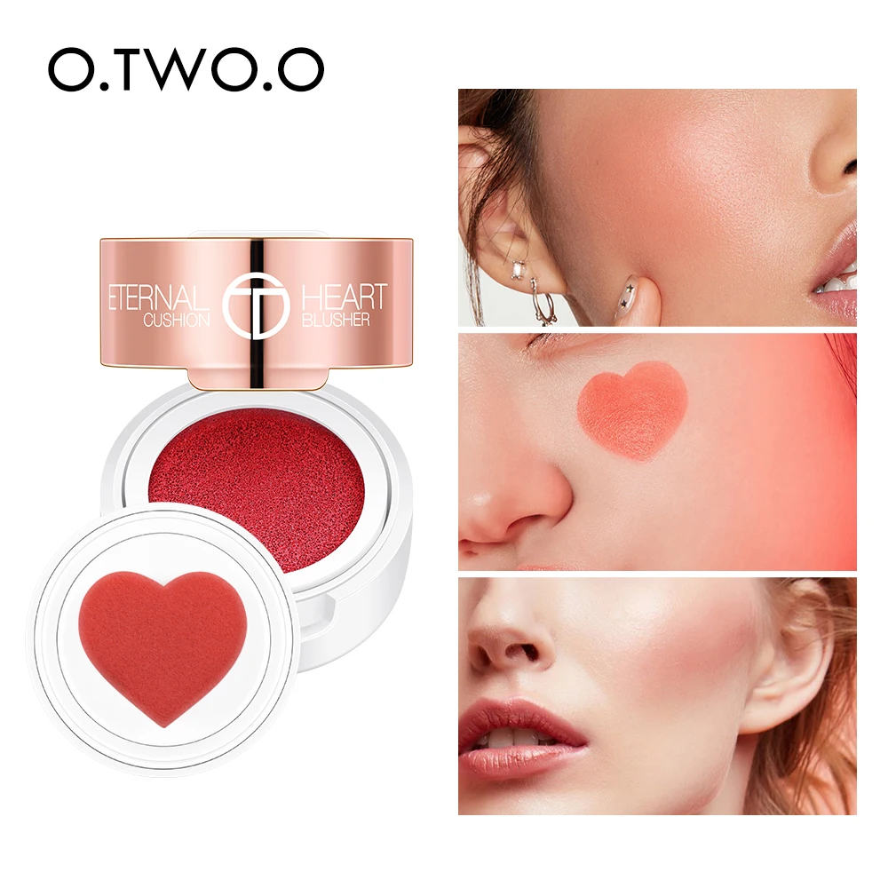 

O.TWO.O Brand Air Cushion Blush Heart Shape Liquid Blush Brighten Natural Pink Red Orange Face Cheek Contour Make Up Blusher
