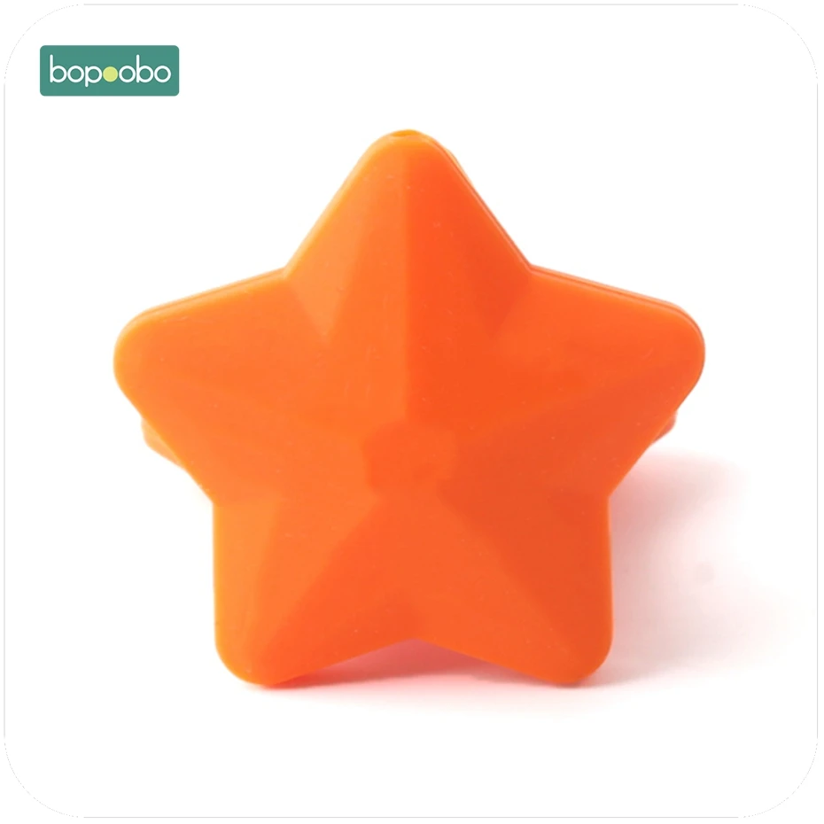 orange star Bopoobo 5 шт. силиконовые бусины в форме звезды пищевого качества аксессуары для прорезывания зубов 38 мм ожерелье силиконовые интерактивные игрушки Детские Прорезыватели - Цвет: orange star