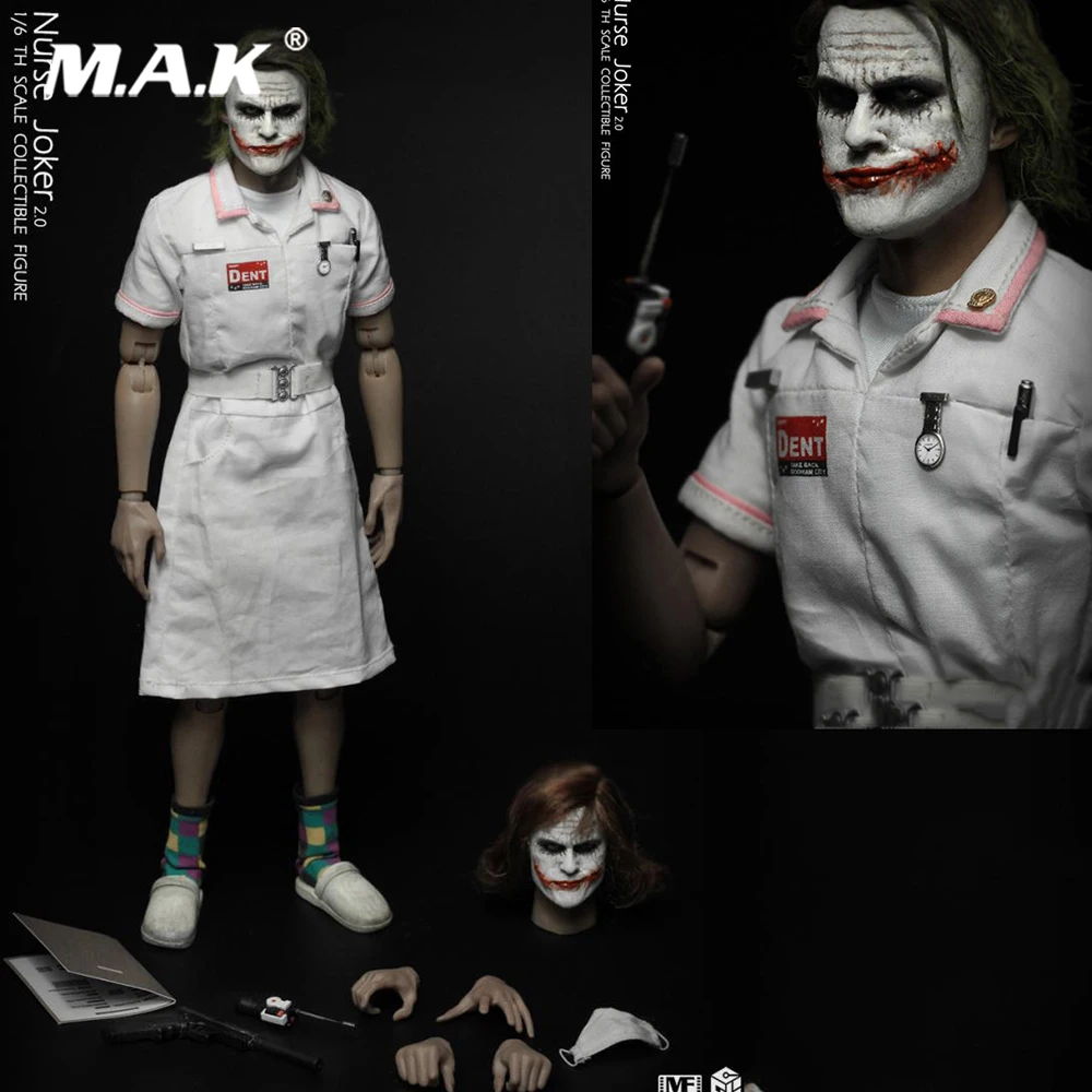 

In Stock For Collection Full Set Action Figure 1/6 joker Nurse Ugliness 2.0 Nurse Joker 2.0 Double Heads Accessory Fans Gifts