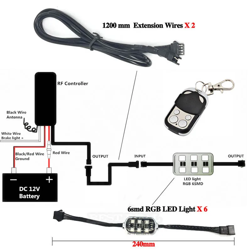 New 36LED Motorcycle Pod Light Ground Effect Kit Remote Control For Harley
