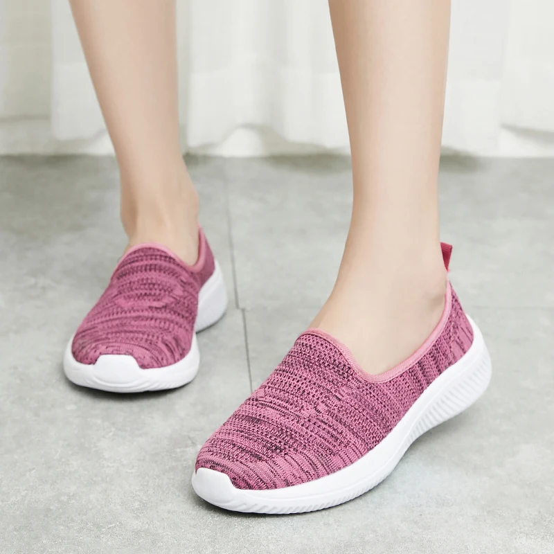 Легкая женская обувь на плоской подошве; слипоны; цвет розовый, синий; Модные женские Прогулочные кроссовки; удобная женская повседневная обувь; Zapatos De Mujer