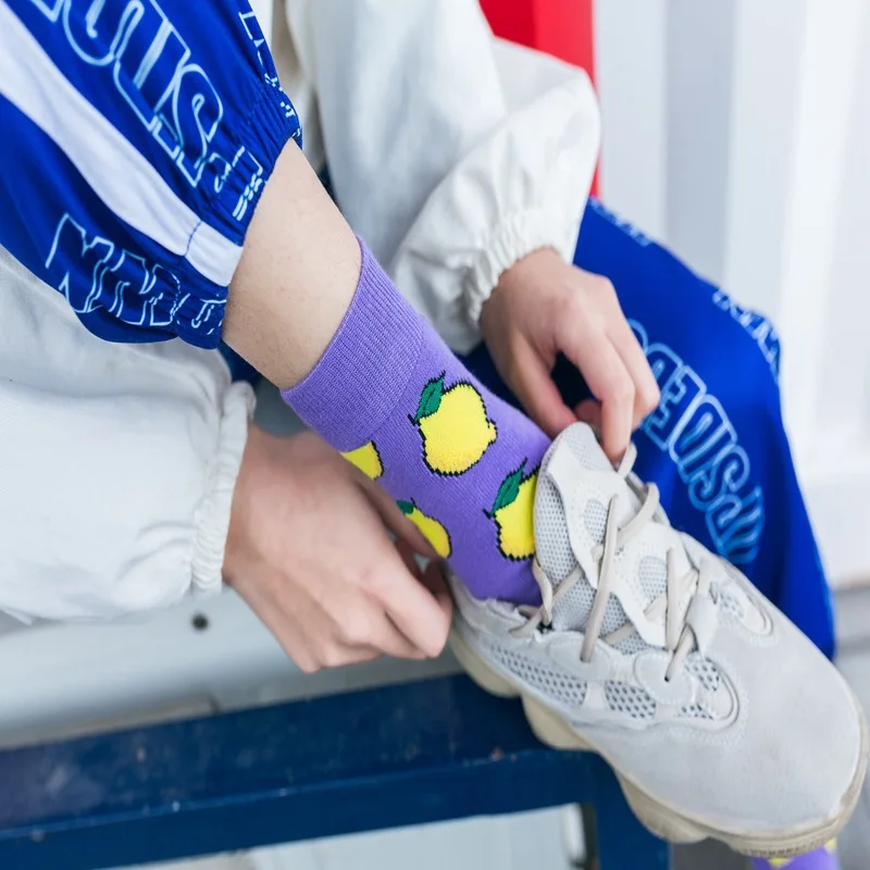 

New Creative Women Long Socks Solid Cotton Cartoon Printed Straight High Tube Funny Socks For Couple Daily Match Five Color