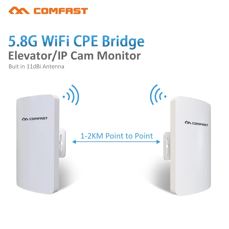 

2pcs Outdoor Ip cam Monitor Wireless 300Mbps Wifi Amplifier Repeater 5.8G Range Extender 802.11N/AN Signal Booster Wi-fi Bridge