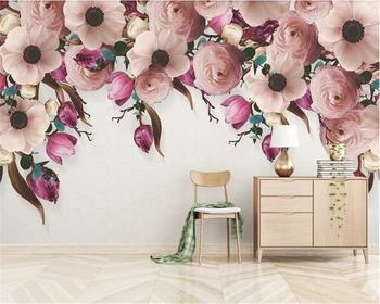 

beibehang Custom Interior Mural Wallpaper American Hand Painted Rose Flower Vine Modern Background Wallpaper Volume papier peint