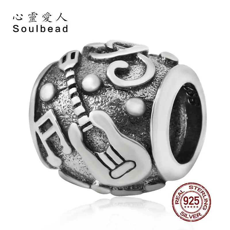 

Soulbead Fit Charms Original 925 Sterling Silver Guitar Music Charm Bead for European Style Bracelet Necklace