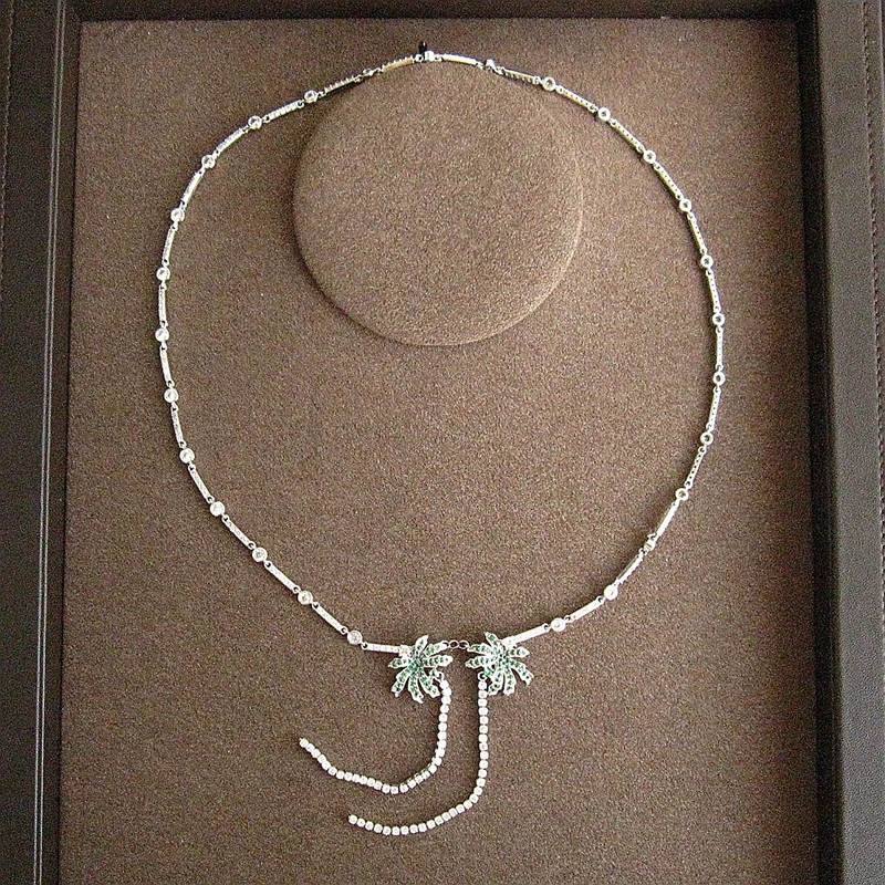 

Fashion AAA cubic zirconia,Classical Coconut tree long tassel Necklace,women's jewelry,NC016