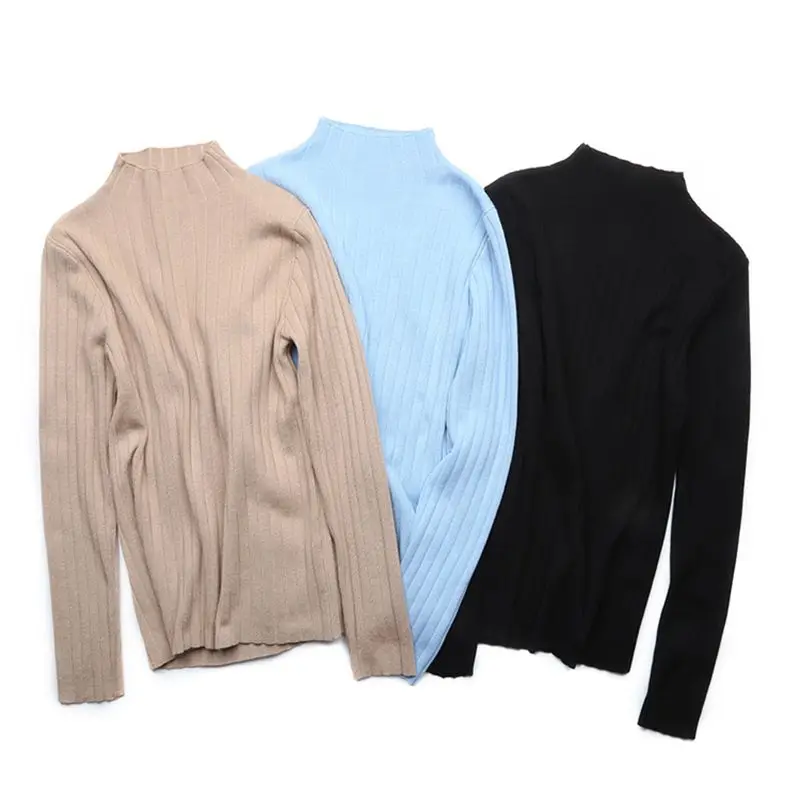 

ONLYSVTER Autumn Witner Women Sweater Pullover Basic Rib Knitted Cotton Top Solid Crew Neck Essential Jumper Long Sleeve Sweater