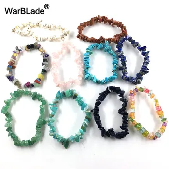 

WarBLade 10pcs Natural Stone Bracelet Chip beads Nuggets Amazon Crystal Coral Quartz Beads Bracelets Bangles For Women Jewelry