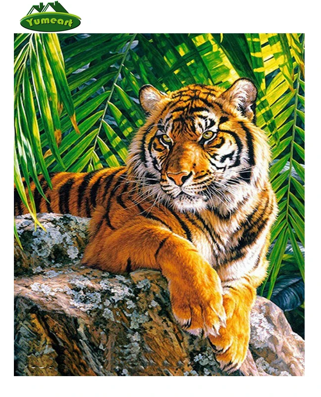

YUMEART NEW Diamond Painting Cross Stitch the Paintings of Rhinestone Diamond Embroidery Forest Tiger Pattern Diamond Puzzle