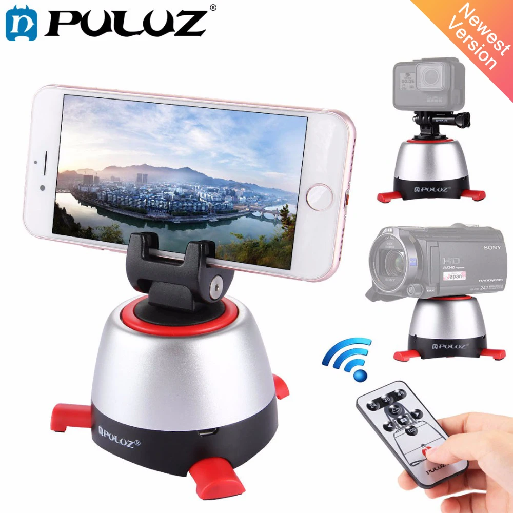 

PULUZ Electronic 360 Degree Rotation Panoramic Tripod Head Rotating Pan Head with Remote Controller for GoPro Smartphone DSLR