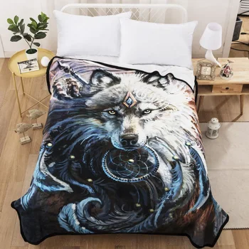 

Cilected Super Soft Fleece Plush Throw Blanket 3D Wolf Sofa Thick Blanket For Adults Beds Couch Cover Decor blanket