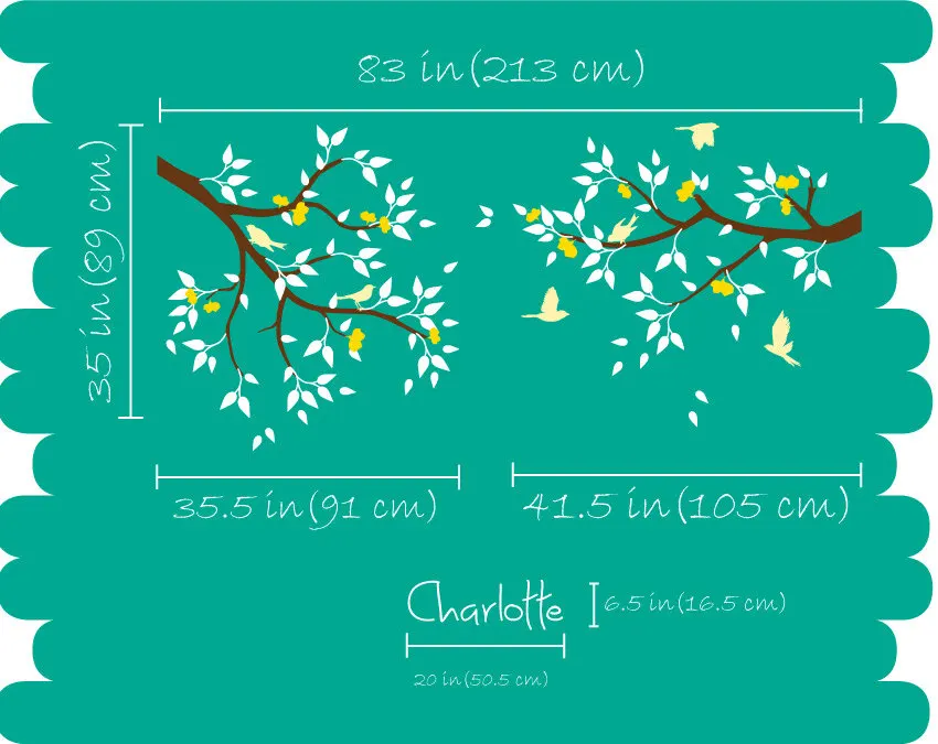 Персонализированное имя большое дерево наклейки на стену ветки Летающие птицы белое дерево наклейка на стену детская комната настенные татуировки Фреска JW211A