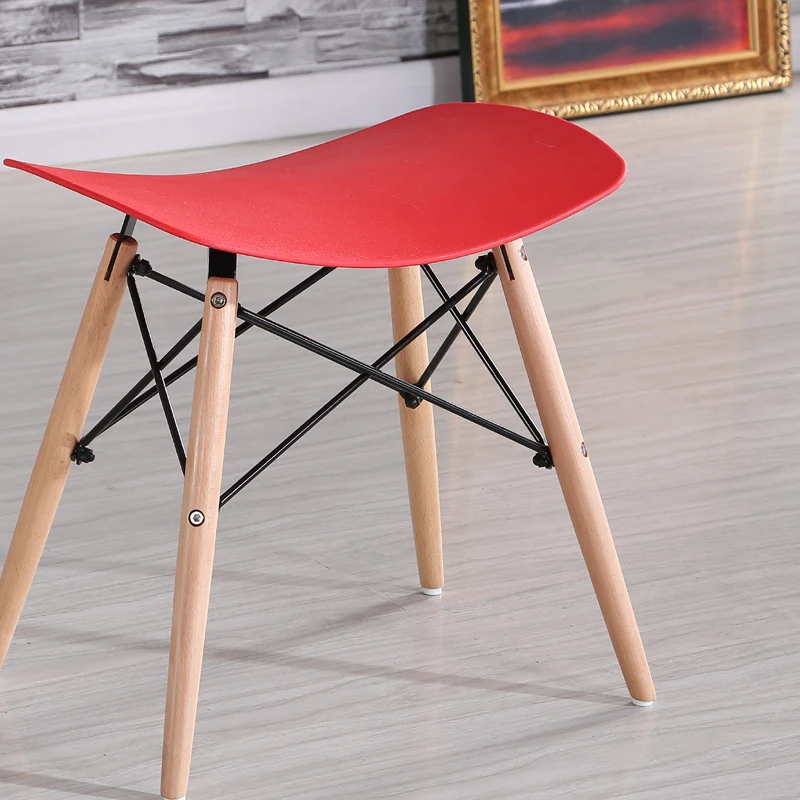 Minimalist Modern Design Plastic and Wood Dining Stool Chair Shoes