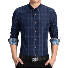 Мужская рубашка с длинным рукавом Тонкий Фитнес плед Бизнес повседневное мужское платье рубашки плюс размер 8xl Camisa Social