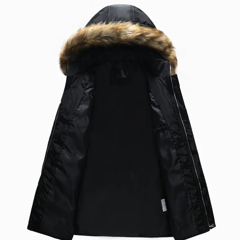 Зимняя Толстая Повседневная Длинная зимняя куртка для мужчин меховой воротник с капюшоном водонепроницаемый Manteau Homme Hiver