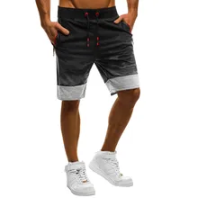 Мужские фитнес камуфляжные Лоскутные бодибилдинга карман кожи короткие спортивные брюки высокого качества мужские прямые брюки Fe1