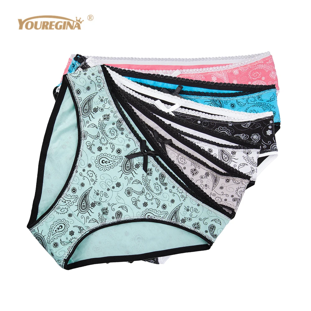 YOUREGINA Women Underwear Cotton Sexy Bikini Panties Briefs Paisley