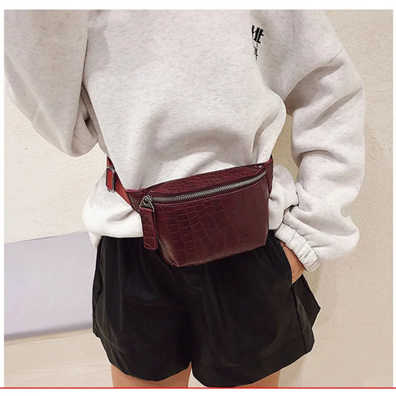 

Waist bags lady PU Leather Fanny Pack Fashion Belt bags lady Phone Pouch Casual Black Chest bagss Girls Shoulder Backpack B135
