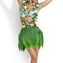 2 шт. Гавайская имитация тропических листьев юбка венок зеленая гирлянда на заказ пляжные вечерние украшения