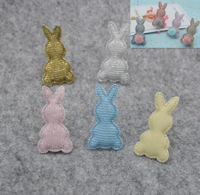 

20pcs 2.8*5cm shiny rabbit Padded Patches Appliques For Clothes Sewing Supplies DIY Hair Bow Decoration free shipping