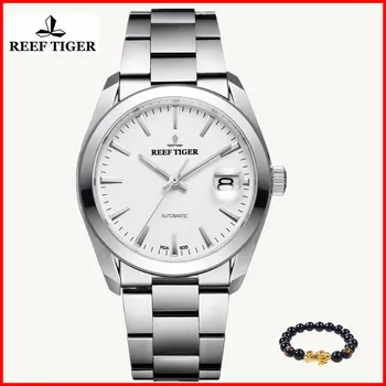 

2019 Reef Tiger Fashion Generous Dress Watch Simple Men Big Date Stainless Steel Automatic Business Casual Men Watches RGA835