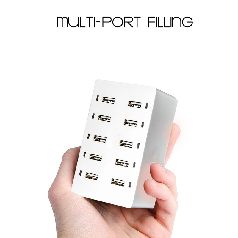 

10 Ports USB Phone Charger with DC 5V/2.1A Power Adapter durable ABS case and safet led indicators for apple Mobile Phone Device