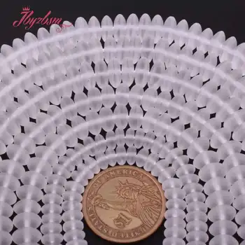 

3x6,4x8,5x10mm Rondelle Heishi Frosted White Rock Crystal Quartz Stone Spacer Beads For DIY Jewelry Making 15" Free Shipping