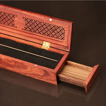 

Vietnam Rosewood Incense Burner with 40pcs Vietnam 5A Oud Incense Sticks Drawer Container for Living Room Office Home Decor