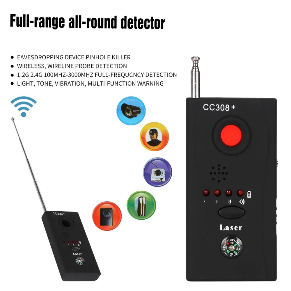 

EU Plug Anti Spy Hidden Camera Detector Wireless Full-range All-round GPS CCTV Signal Bug Detectors IP Lens GSM Laser Finder GT
