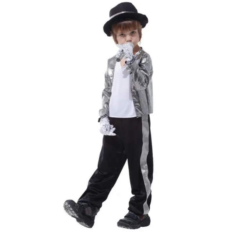 prettyia Fashionable Boys Kids Michael Jackson Costumes Performance Carnival for Halloween Cosplay Party Fancy Dress