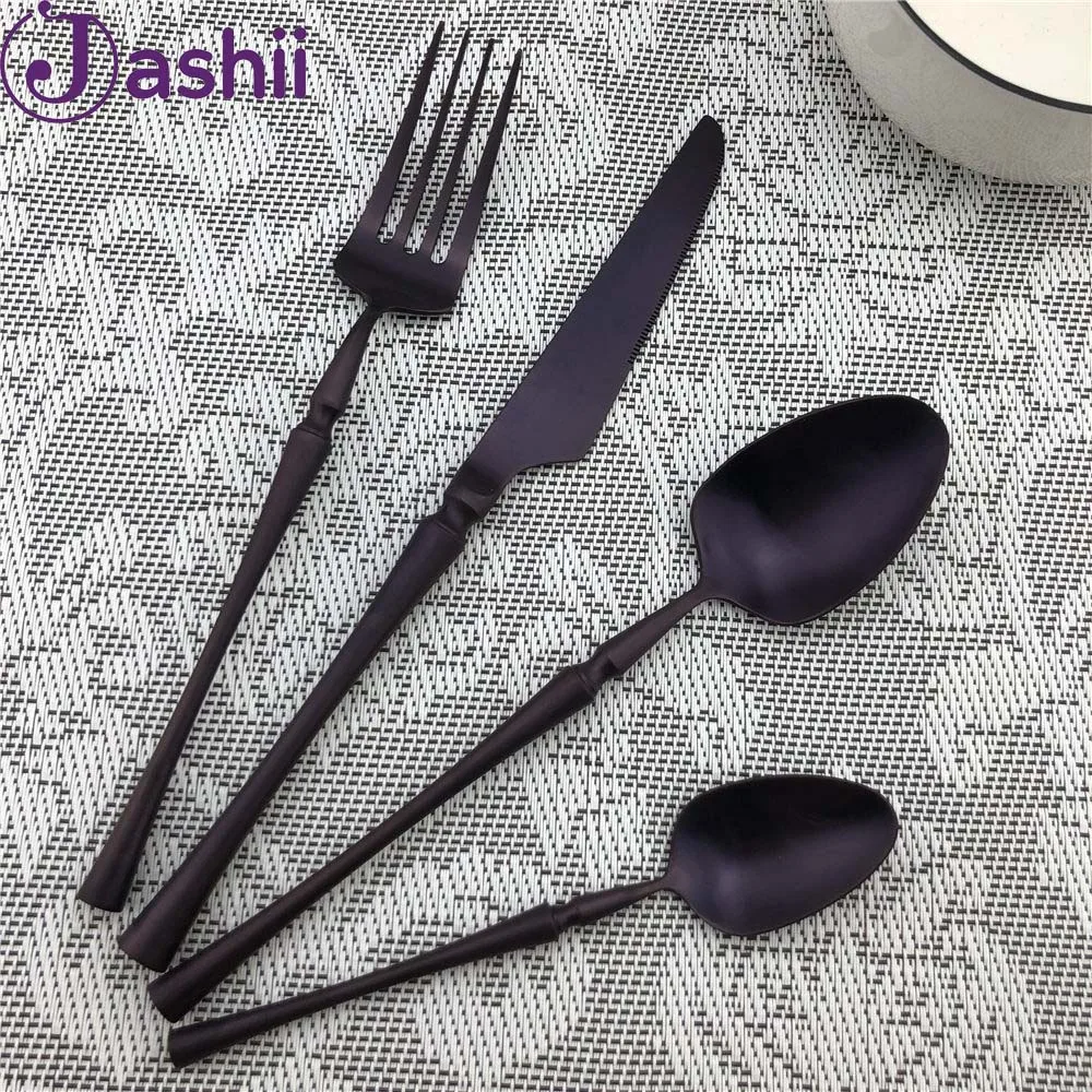 

Vintage Style Depth Purple 18/10 Stainless Steel Cutlery Set Dinnerware Set Dinner Knife Fork Scoops Upscale Tableware Set