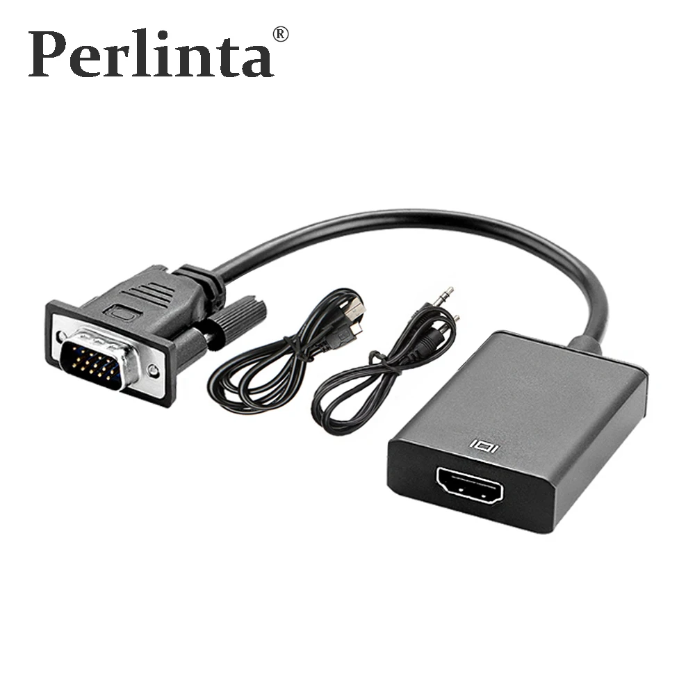 Perlinta высокое разрешение 1920x1080 P VGA Мужской(вход) в HDMI Женский(выход) конвертер адаптер с аудио для HDTV