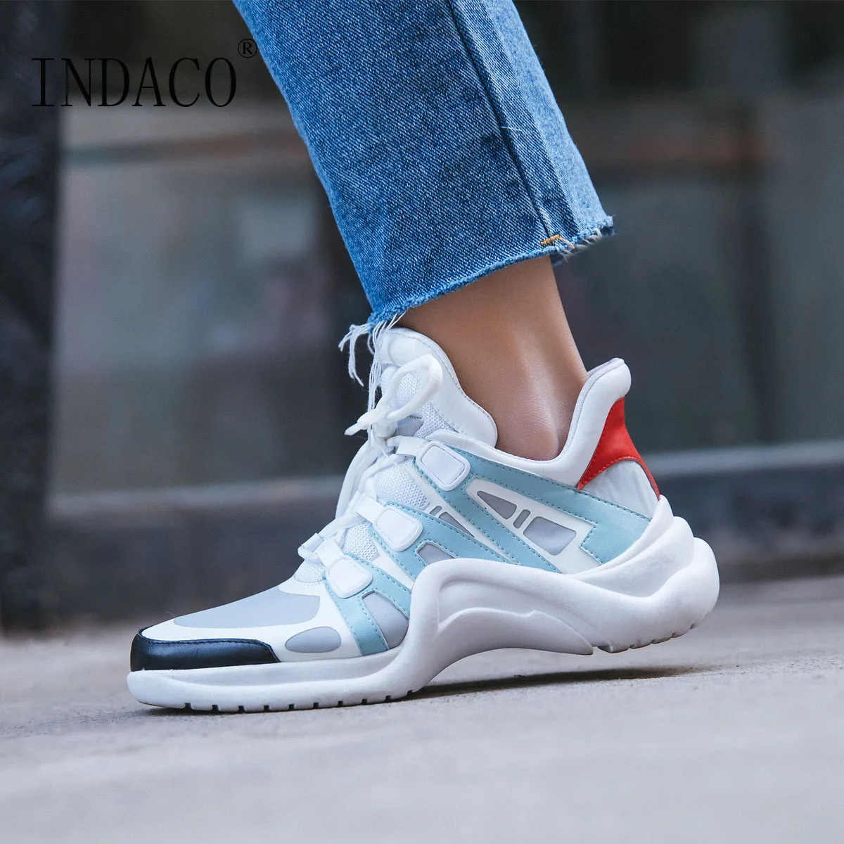

Breathable Women Sneakers Leather 2018 New Designer Shoes Casual Footwear Fashion Sneakers Women 5cm