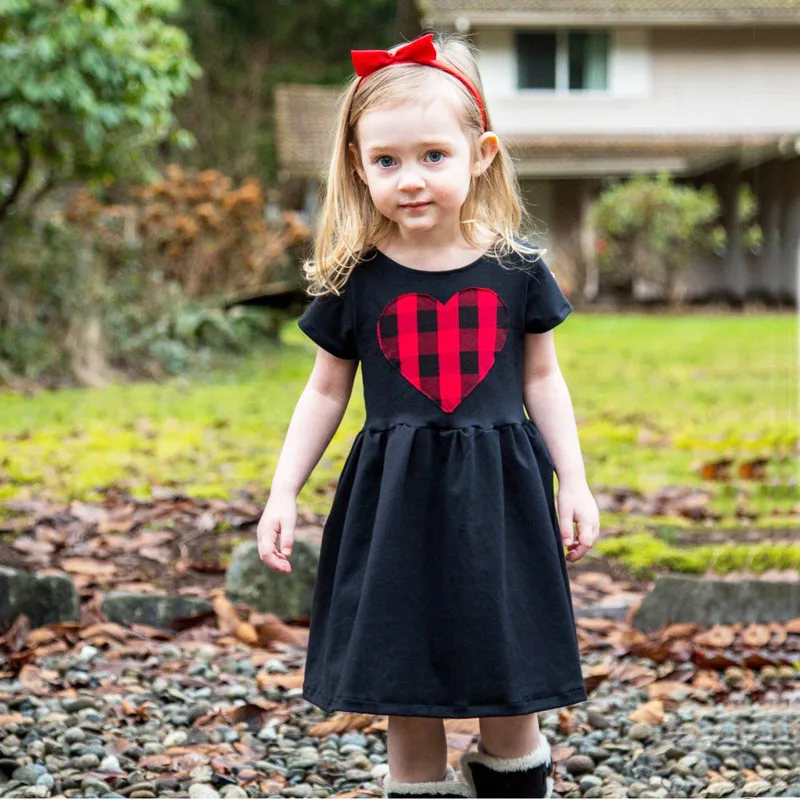 

Girls Dress 2018 Baby Girls Summer love pattern Dress Princess Dress Girls Costumes Cotton Vestidos Kids Clothes