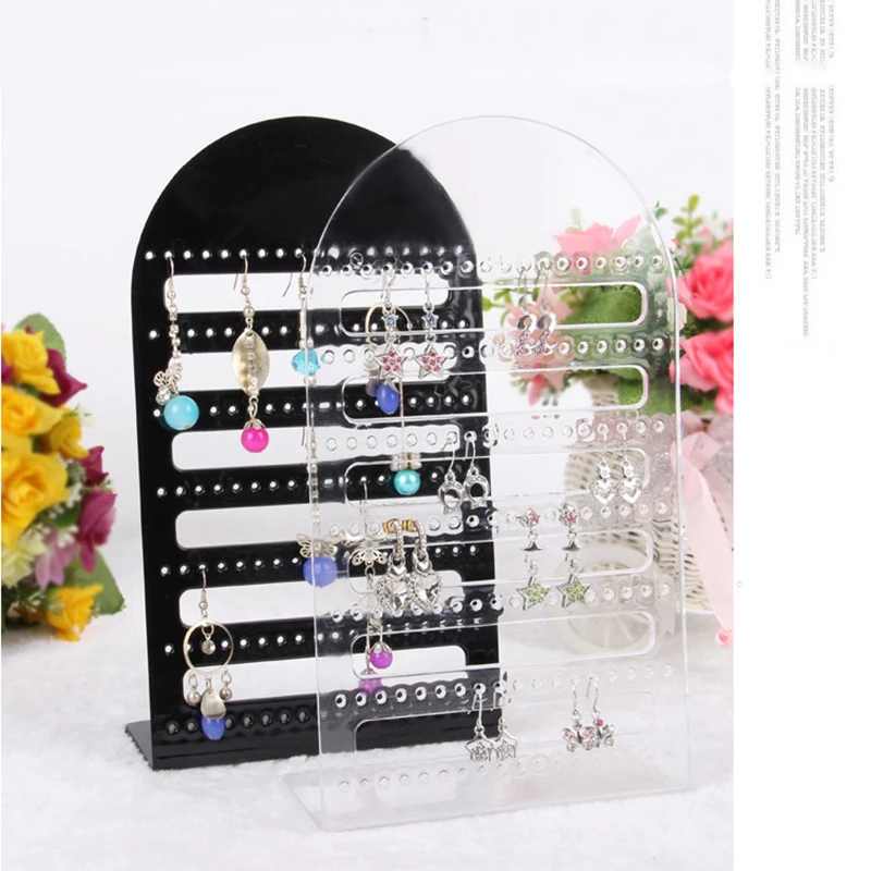 

126 Holes Jewelry Display Stand Jewelry Organizer Stand Black Plastic Earring Holder Pesentoir Earrings Display Rack Etagere