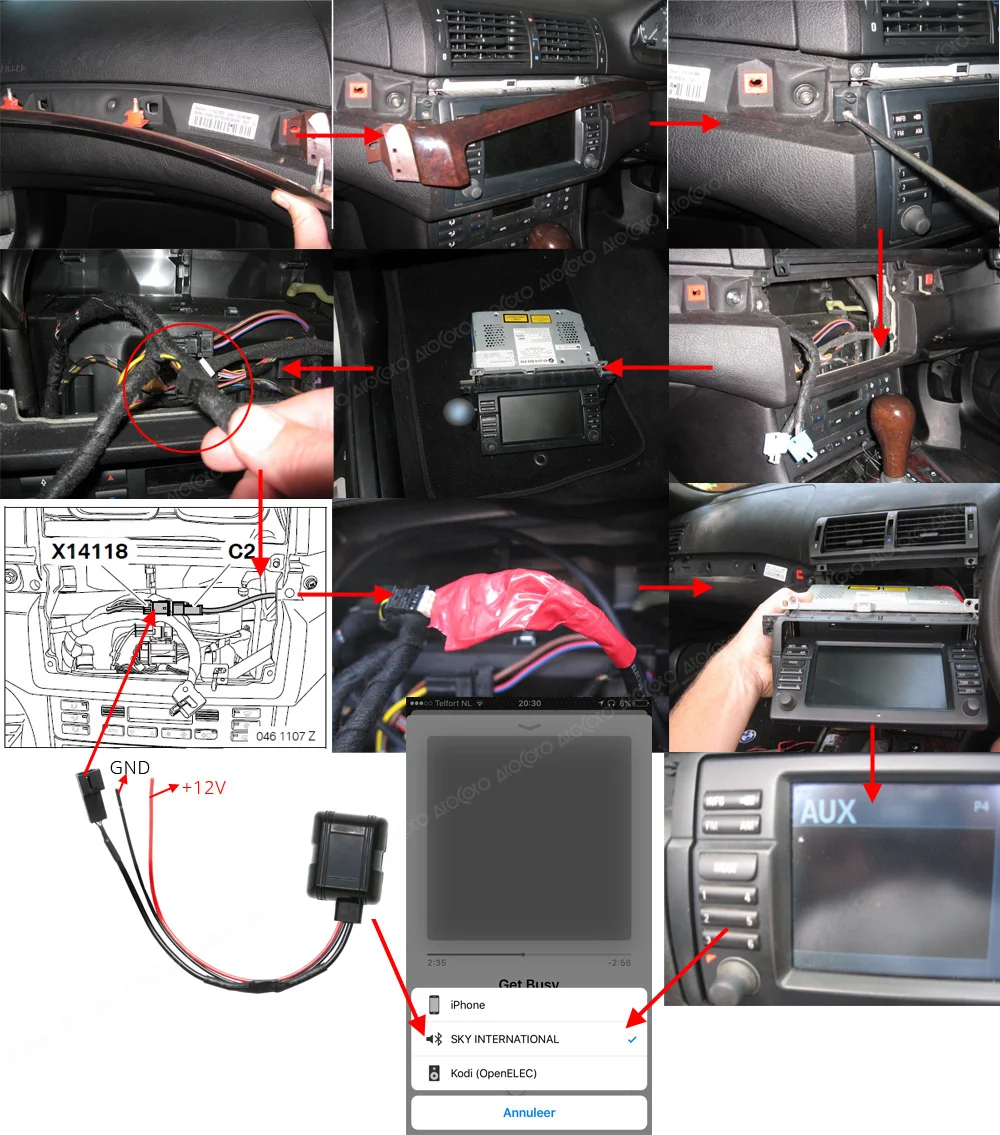 Автомобильный Bluetooth Aux адаптер с фильтром 3 Pin для BMW E39 E46 E53 X5 Радио стерео Aux кабель беспроводной аудио вход