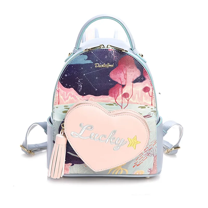Floral Printing Backpack Preppy Style School Backpack Pu Leather Fashion Women Shoulder Bag For Teens Girls