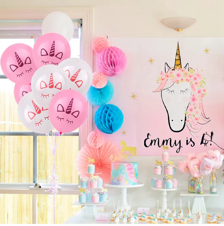 QIFU Baby Shower Единорог Декор Единорог вечерние украшения для девочек в розовом цвете, единорог вечерние поставки на день рождения с изображением единорога украшения Единорог