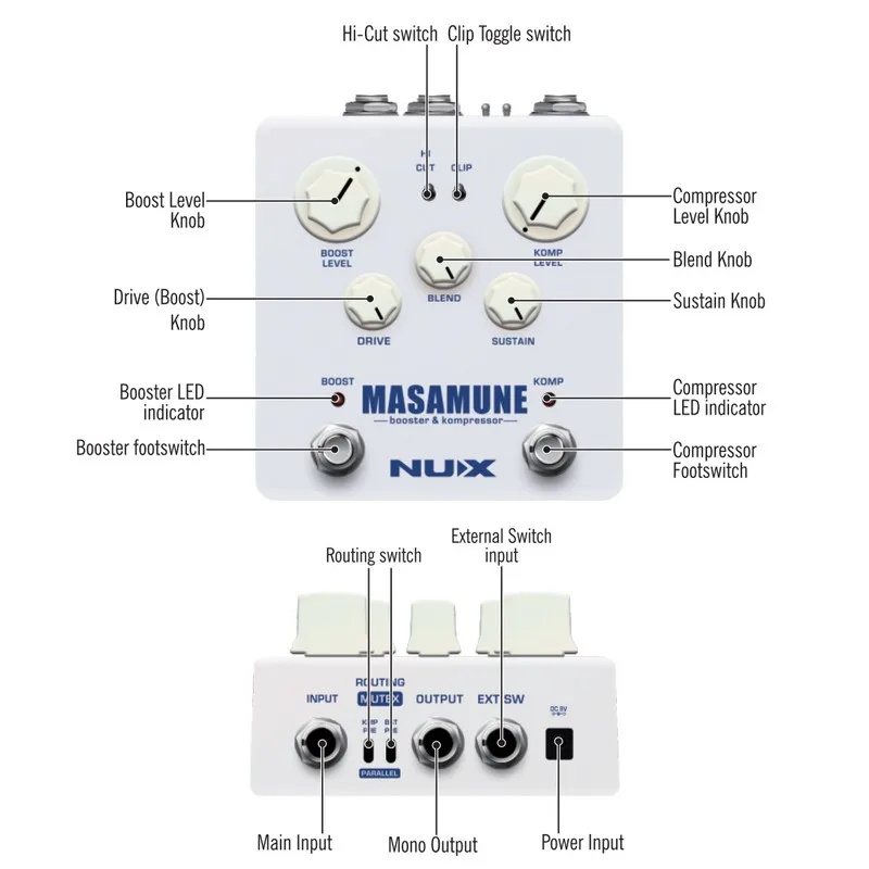 NUX Masamune гитара Мульти педаль эффектов аналоговый компрессор и усилитель 2 в 1 двойной ножной переключатель педаль эффектов аксессуары для гитары