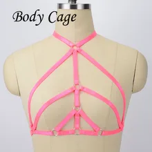 Клетки тела Рождественская одежда розовые женские клетка бюстгальтер тело бондаж Готический пользовательские witchy Лига экзотические укороченный топ harnes