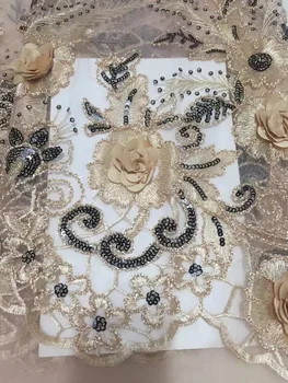 

African Lace Fabric 2018 3 D Flowers Embroidered Nigerian Laces Fabric Bridal High Quality French Tulle Lace Fabric For Women