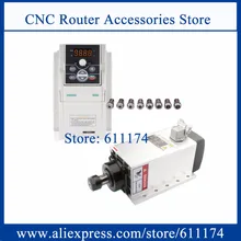 Квадратная форма фланец 3.5kw ER20 шпинделя воздушного охлаждения двигателя+ преобразователь частоты vfd+ ER20 собирать 1-13 мм