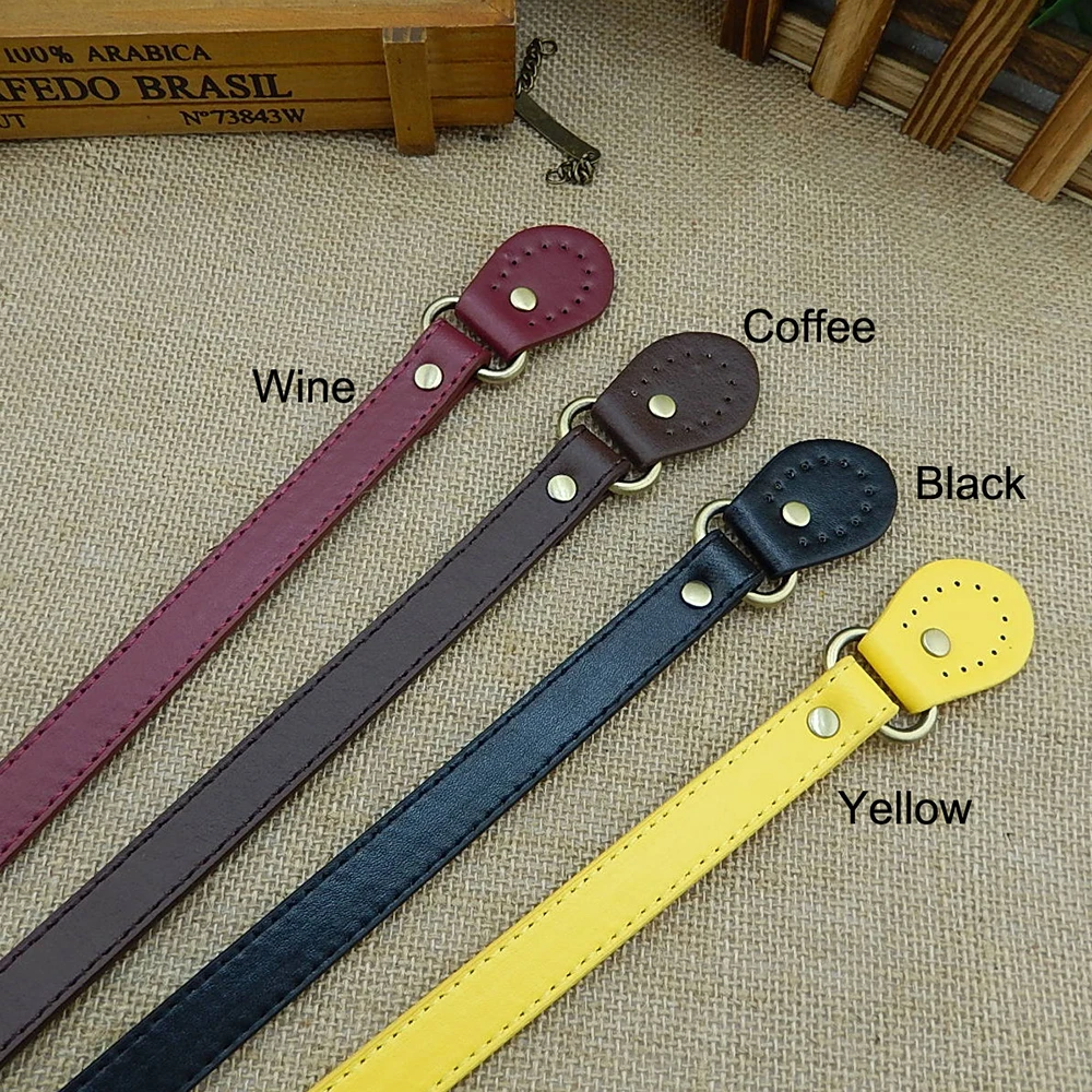 

60cm 2PCS Bag Strap Leather DIY Handmade Handles Detachable Straps for Women Girls Crossbody Replacement Shoulder Handbag Handle